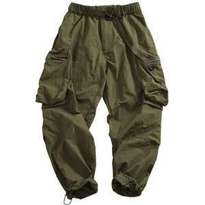 
Summer thin quick-drying outdoor workwear casual pants for men, mountain-style trendy multi-pocket pants, drawstrings, harem pants