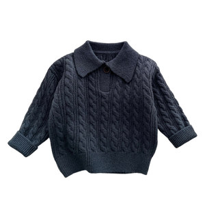 
Baby boy's autumn and winter style lapel sweater infant Korean style long-sleeved sweater boy's versatile warm top