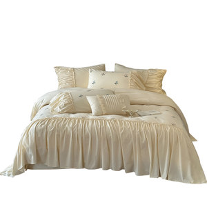 
Duo loves all-cotton four-piece set pure cotton wash cotton set French light luxury embroidered bed sheets and quilt covers double bedding