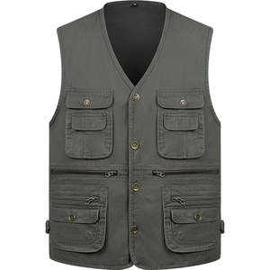 Middle-aged and elderly outdoor spring and autumn multi-pocket men's photography pure cotton horse clip pure cotton vest men's vest reporter fishing