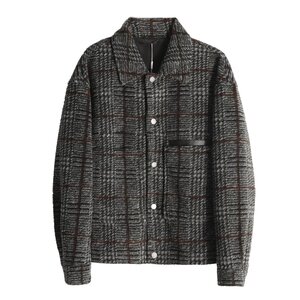 
Mind Bridge woolen jacket men's short lapel jacket plaid wool single-sided woolen coat autumn and winter