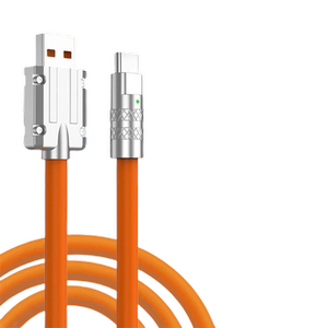 
Fast charging data cable USB metal connector mobile phone cable thickened silicone cable to prevent breakage of airliner cable safe fast charging without damaging the machine suitable for Apple and Android type-c universal