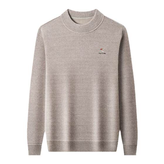 
Woodpecker sweater men's winter new style velvet thickened warm half turtleneck top casual ferret knitted bottoming shirt