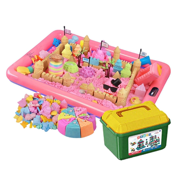 Pack up children's toys, space sand storage bucket set, inflatable sand pool, safe, non-toxic, non-sticky rainbow sand