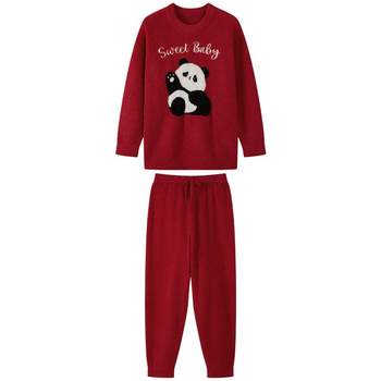 ibaby children's half-velvet parent-child home clothes thickened thermal underwear set anti-static boys and girls pajamas