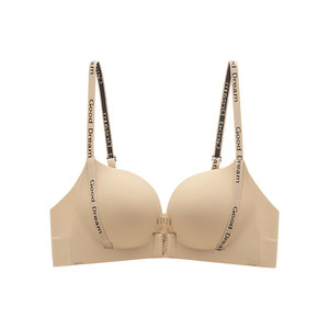 
Seamless front button push-up underwear for women with letter shoulder straps, small breasts, large flat chest, special breast-retracting bra for girls