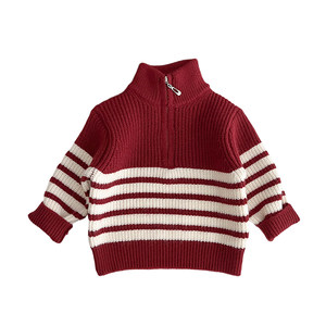 
Winter clothes for boys and girls 2026 new baby Korean style casual striped sweater baby warm turtleneck sweater