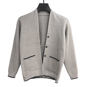 Wet -shawl cardigan men's sweater sweater jacket autumn men's solid color trendy slim black casual thin minimalist
