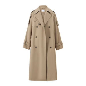 
SINGLE MOMENT 25AW French temperament high-end double-sided satin lapel long windbreaker jacket for women