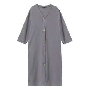 Gaju Women's Summer thin water absorption fast -drying bathrobe Men's integrated pajamas plus fertilizer increase size can wear home clothes

