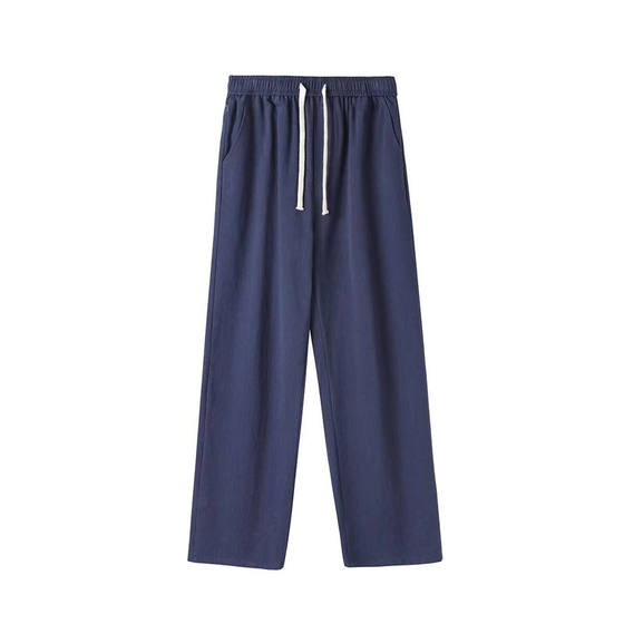
Line trousers men's summer thin casual pants loose wide-leg straight sports pants men's new cotton and linen trousers