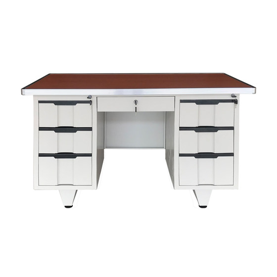 
Single office desk iron sheet steel drawer office desk and chair computer desk anti-theft lockable staff desk iron desk workbench