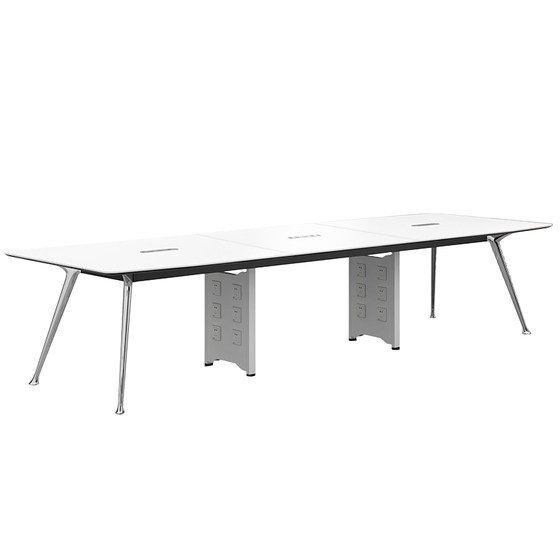 
White small conference table simple modern light luxury high-end steel frame long table company conference room table and chair combination