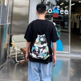 HKS－HOMME Мешочек, сумка через плечо для спортзала подходит для пеших прогулок, школьный рюкзак для путешествий, на шнурках