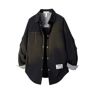 
Mark Huafei long-sleeved work shirt men's autumn solid color shirt jacket trendy brand versatile winter base shirt