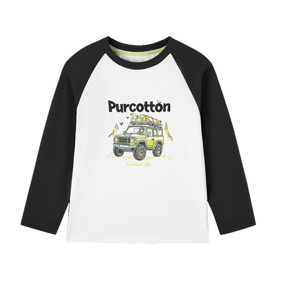 
Cotton era children's long-sleeved t-shirt girls 2026 spring new 7A antibacterial boys' tops breathable raglan sleeves