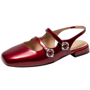 
[Silent Series] Qianbaidu cow patent leather buckle fashion sandals women's new Mary Jane sandals with versatile temperament