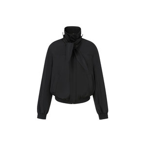 
IMXS 'Bunny Ears' glossy simple casual jacket for women's high-end commuting style loose stand collar shoulder pad jacket