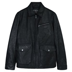 
MCS men's clothing originated from Marlboro 2025 autumn new high-quality genuine leather old leather jacket heavy-washed goat leather