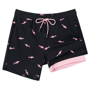 Surfcuz men's quick drying and diving 5.5-inch elastic 2in1 sports belt lining 2-in-1 beach pants