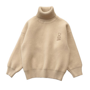 
Children's autumn and winter warm sweater for boys and girls Korean style thickened velvet turtleneck pullover base knit sweater fashionable