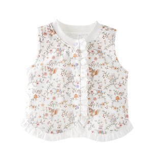 
Baby vest outer wear foreign style spring and autumn pure cotton girl baby princess waistcoat lace vest children's vest