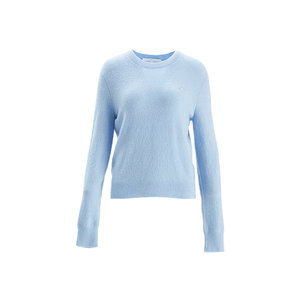 
OBEG Gentle Style Blue Round Neck Pullover Wool Sweater Women's Winter Knitted Top 10484080