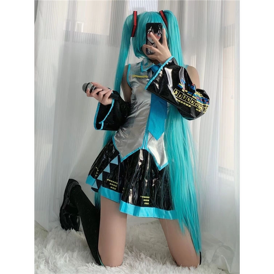 初音未来cos服MIKU公式服日本少女动漫白银漆皮JK女装cosplay套装