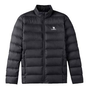 
Camel light and short rib down jacket for women in autumn and winter plus velvet sports and casual standing collar warm duck down jacket for men