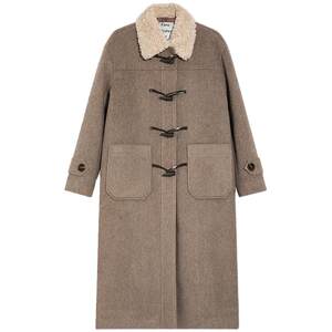 Fano French imitation lamb hair horn button woolen coat for women 2025 winter long woolen coat