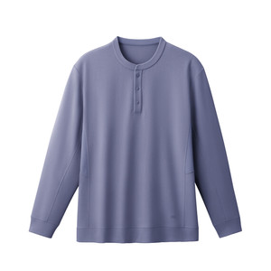 
Jiaoxia men's quick-drying t-shirt casual long-sleeved antibacterial, moisture-absorbing, breathable and sweat-wicking Henry collar sweatshirt outdoor base layer