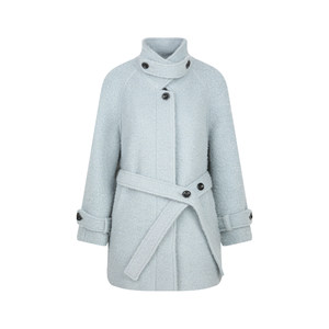 
BLUEerror loose stand-up collar warm hoop woolen coat women's French mid-length woolen coat winter
