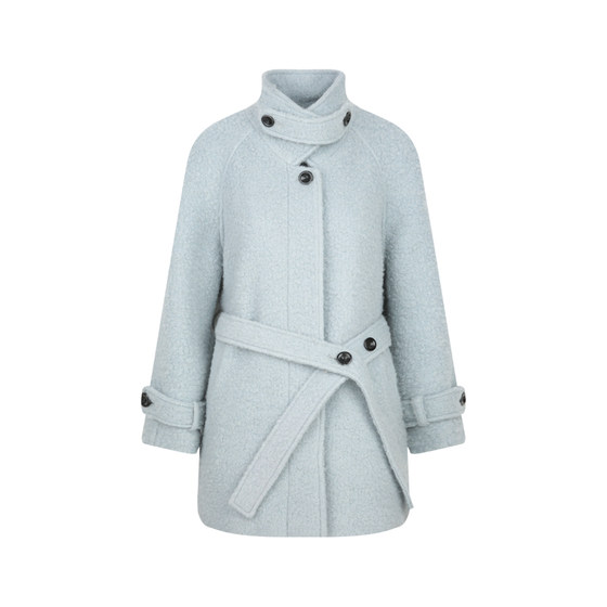 
BLUEerror loose stand-up collar warm hoop woolen coat women's French mid-length woolen coat winter