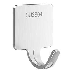 Strong stainless steel hook without drilling holes and leaving no trace on the wall