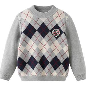 
David Bella Children's Half Turtleneck Sweater 2026 Boys' New Velvet Knitted Sweater for Big Children College Style Winter Wear