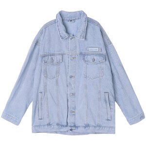 
Men's washed multi-pocket workwear denim jacket spring and autumn youth loose American casual high-end sense Q