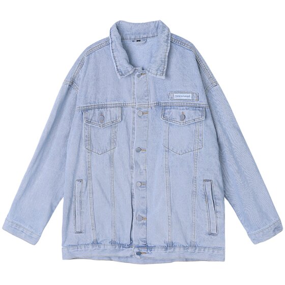 
Men's washed multi-pocket workwear denim jacket spring and autumn youth loose American casual high-end sense Q