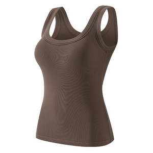 
Middle-aged and elderly women's thermal vest women's bra-free with chest pad thermal underwear fat mm vest bottoming top pajamas