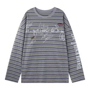 
BJHG reckless striped long-sleeved T-shirt men's spring fashion brand American retro casual cotton sweatshirt thin women