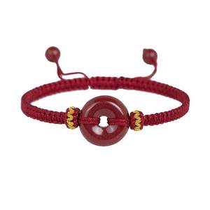 
Original ore cinnabar peace buckle bracelet for men and women's zodiac year red rope purple gold sand bracelet hand-woven good luck bead bracelet
