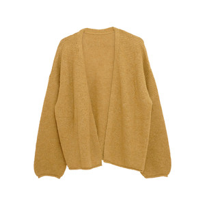 Huanghuangjia curled sweater jacket 2026 spring and summer new style gentle wind lazy loose soft waxy knitted cardigan for women