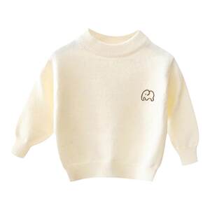 
Children's base sweater loose fleece inner wear autumn and winter boys and girls pure color baby white baby knitted sweater