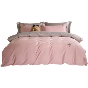 
TeenieWeenie 60-count 100% cotton long-staple cotton four-piece set 100% cotton satin embroidered sheets and fitted sheets bedding set