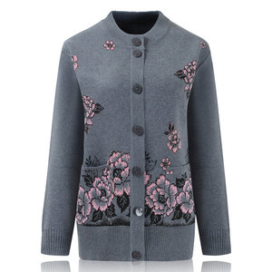 Autumn and winter grandmother's sweater in the middle and old sweater women's cashmere sweater cashmere jacket Mom dressing jacket