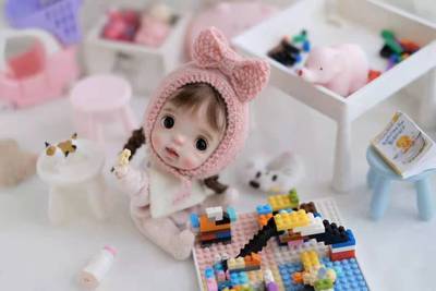 taobao agent 1:12 BJD Doll House OB11 Image Micro Food Play Toy Table molly 8 -point sister head table