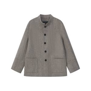 
New Chinese style retro stand collar woolen coat men's winter loose single-breasted Chinese style wool mid-length coat