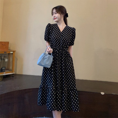 taobao agent Summer clothing, dress, fitted shiffon brace, plus size, V-neckline, french style, 2022 collection