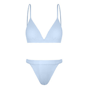 Oceanmystery New Blue Sports Triangle Bikini Greater Sexy and Fresh Tighter Swimsuit Woman
