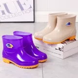 Весенние и осенние утолщенные женские резиновые сапоги короткие туфли для плавания с трубкой женские резиновые туфли непромокаемые нескользящие бахилы рабочая защитная обувь короткие резиновые сапоги для улицы средняя длина