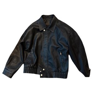 
Men's fashion brand lapel 2025 fashionable handsome motorcycle leather jacket solid color slim high-end jacket